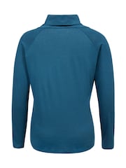 Celtic & Co. Blaues Oberteil aus Wollmischung mit Wasserfallausschnitt - Bild 4 von 6