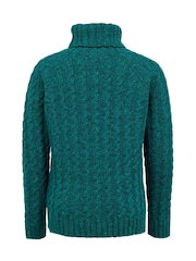 Celtic & Co. Green Donegal Cable Roll Neck Jumper - Image 3 of 5