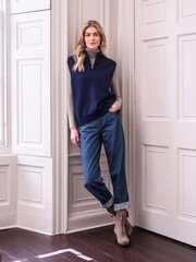 Celtic & Co. Blue Lambswool Quarter Zip Sleeveless Top - Image 2 of 9