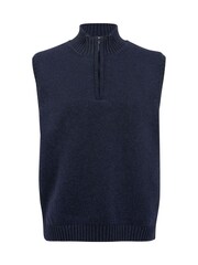 Celtic & Co. Blue Lambswool Quarter Zip Sleeveless Top - Image 4 of 9