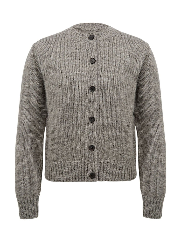 Celtic & Co. Wool Crew Neck Boxy Brown Cardigan - Image 2 of 7 Celtic & Co. Wool Crew Neck Boxy Brown Cardigan - Image 2 of 7
