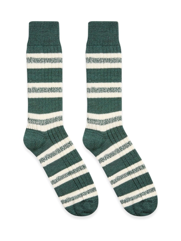 Зеленый - Celtic & Co.. Хлопок меринос мужской в полоску носки - Image 2 of 3