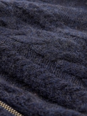 Celtic & Co. Blue British Wool Cable Zip Cardigan - Image 4 of 6