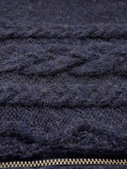 Celtic & Co. Blue British Wool Cable Zip Cardigan - Image 5 of 6