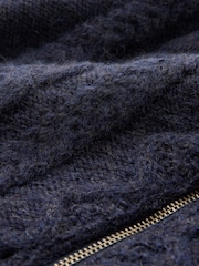 Celtic & Co. Blue British Wool Cable Zip Cardigan - Image 6 of 6