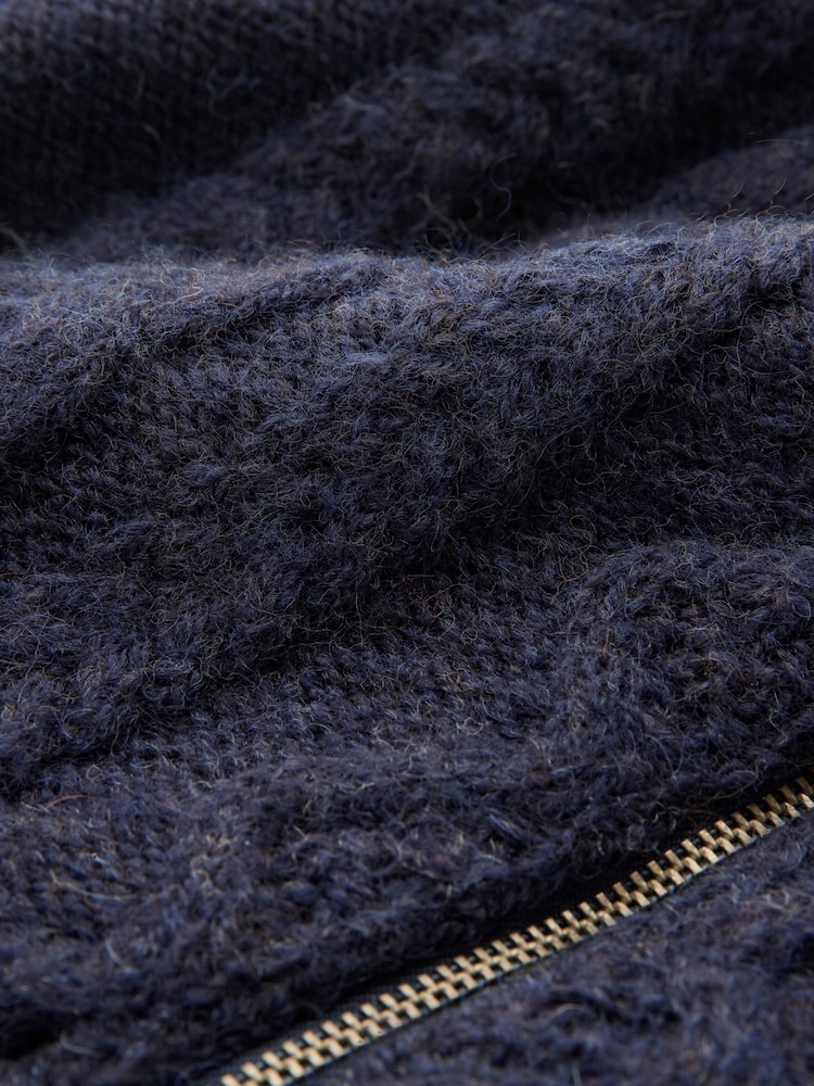 Celtic & Co. Blue British Wool Cable Zip Cardigan - Image 6 of 6
