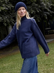 Celtic & Co. Blue Flecked Patch Pocket Jumper - Image 1 of 5