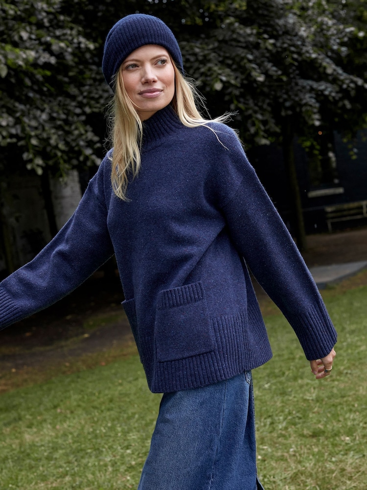 Celtic & Co. Blue Flecked Patch Pocket Jumper - Image 1 of 5