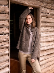 Celtic & Co. Donegal Funnel Neck Brown Cardigan - Image 1 of 6