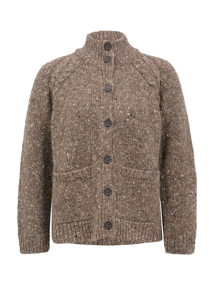 Celtic & Co. Donegal Funnel Neck Brown Cardigan - Image 2 of 6