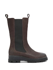 Celtic & Co. Chunky Tall Chelsea Brown Boots - Image 1 of 6