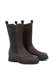 Celtic & Co. Chunky Tall Chelsea Brown Boots - Image 4 of 6