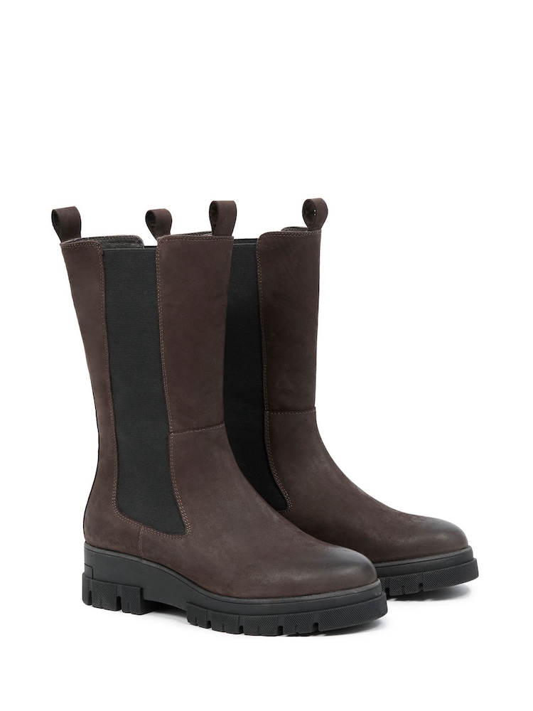 Celtic & Co. Chunky Tall Chelsea Brown Boots - Image 4 of 6