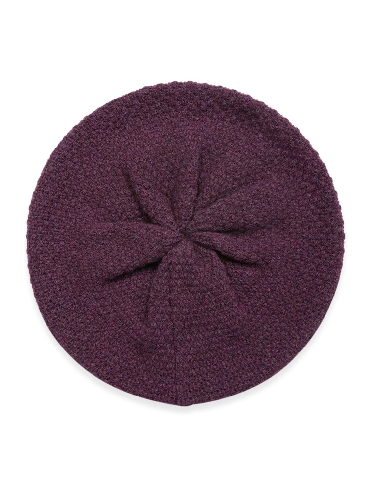 Celtic & Co. Burgundy Red Lambswool Moss Stitch Winter Hat - Image 3 of 5