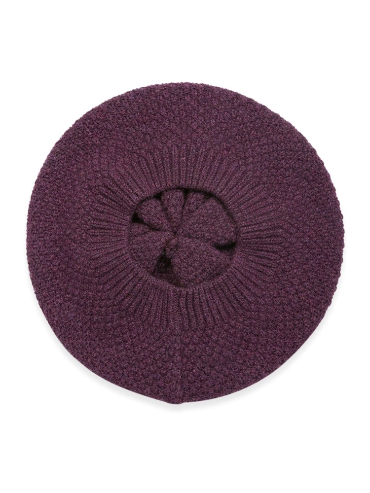 Celtic & Co. Burgundy Red Lambswool Moss Stitch Winter Hat - Image 4 of 5