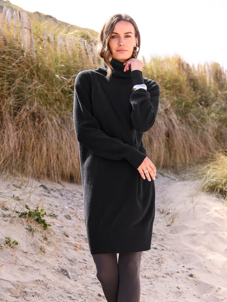Celtic & Co. Geelong Roll Neck Knee Length Black Dress - Image 1 of 6