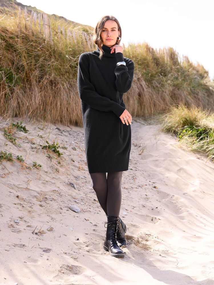 Celtic & Co. Geelong Roll Neck Knee Length Black Dress - Image 2 of 6
