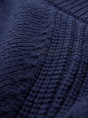 Celtic & Co. Blue Merino Ribbed Detail Roll Neck Jumper - Image 4 of 6