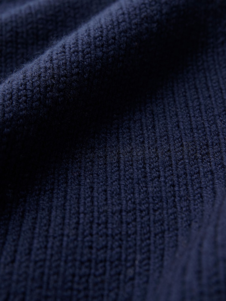 Celtic & Co. Blue Merino Ribbed Detail Roll Neck Jumper - Image 6 of 6