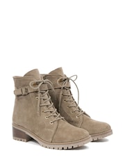 Celtic & Co. Grey Block Heel Hiker Boots - Image 4 of 7