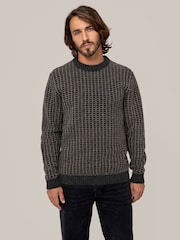 Celtic & Co. Mens Grey Contrast Textured Stitch Detail Jumper - Image 1 of 5