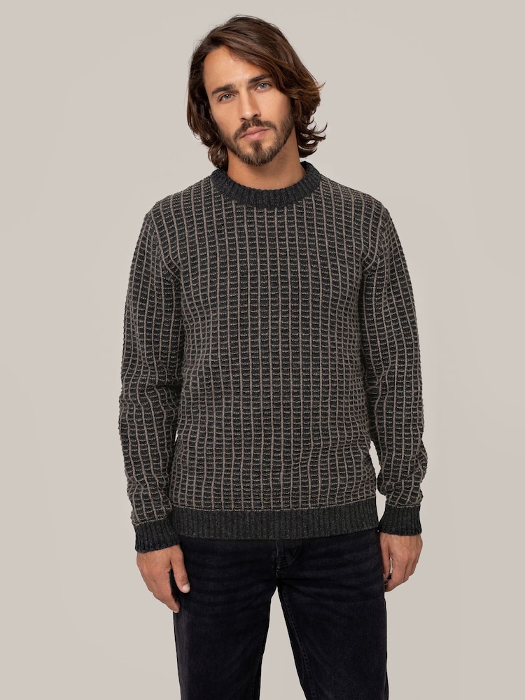 Celtic & Co. Mens Grey Contrast Textured Stitch Detail Jumper - Image 1 of 5