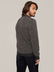 Celtic & Co. Mens Grey Contrast Textured Stitch Detail Jumper - Image 2 of 5