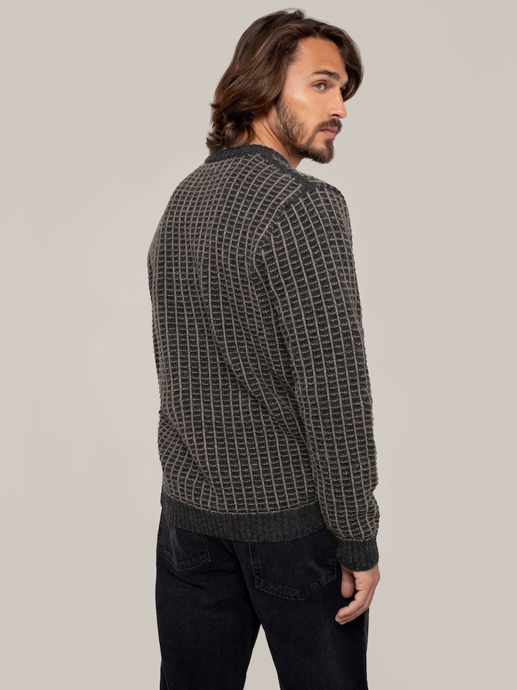 Celtic & Co. Mens Grey Contrast Textured Stitch Detail Jumper - Image 2 of 5