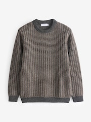Celtic & Co. Mens Grey Contrast Textured Stitch Detail Jumper - Image 3 of 5