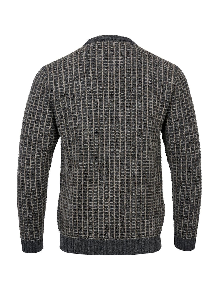 Celtic & Co. Mens Grey Contrast Textured Stitch Detail Jumper - Image 4 of 5