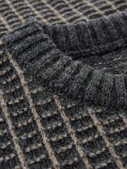Celtic & Co. Mens Grey Contrast Textured Stitch Detail Jumper - Image 5 of 5