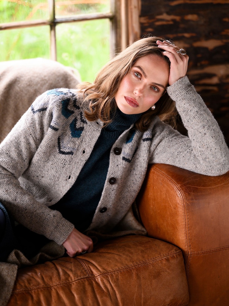Celtic & Co. Natural Donegal FairIsle Pattern Cardigan - Image 1 of 6