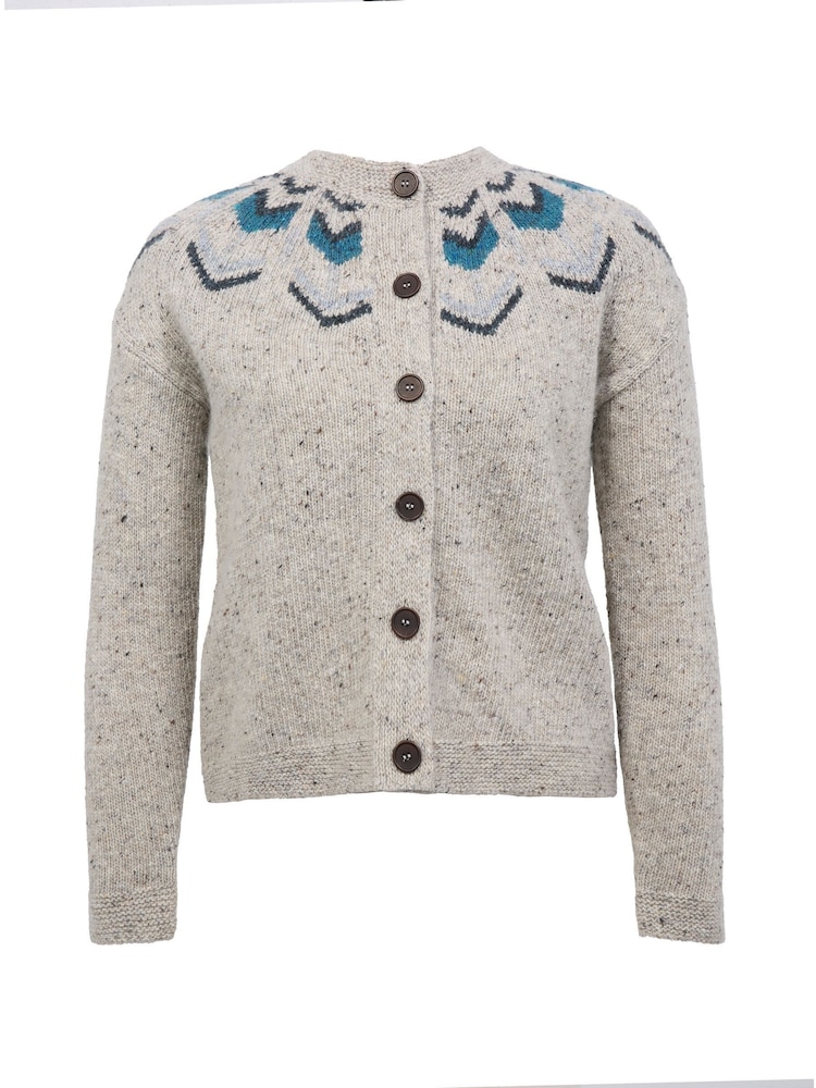 Celtic & Co. Natural Donegal FairIsle Pattern Cardigan - Image 2 of 6