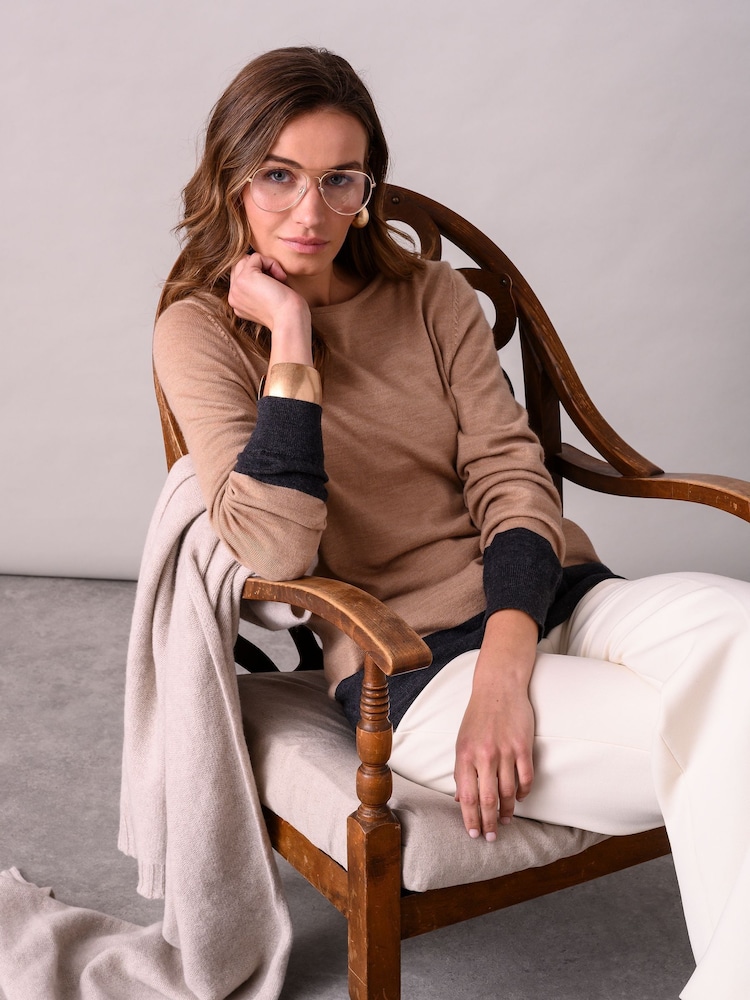 Celtic & Co. Natural Merino Fine Knit Boat Neck Jumper - Image 2 of 6