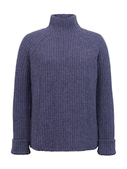 Celtic & Co. Blue Fishermans Ribbed Funnel Neck Jumper - Image 2 of 6