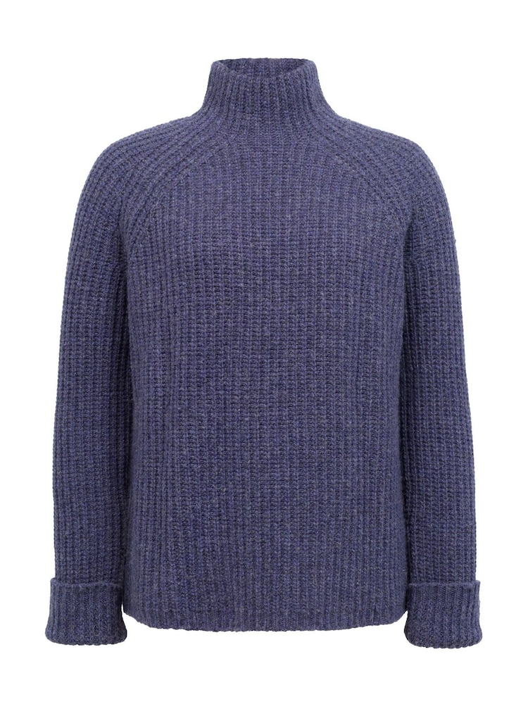 Celtic & Co. Blue Fishermans Ribbed Funnel Neck Jumper - Image 2 of 6