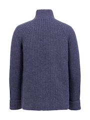 Celtic & Co. Blue Fishermans Ribbed Funnel Neck Jumper - Image 3 of 6