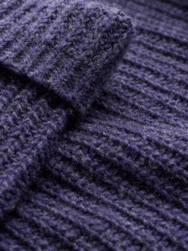 Celtic & Co. Blue Fishermans Ribbed Funnel Neck Jumper - Image 6 of 6