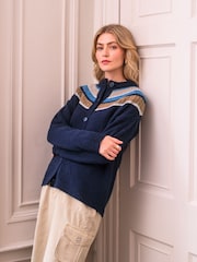 Celtic & Co. Blue Shetland Statement Yoke Cardigan - Image 1 of 4
