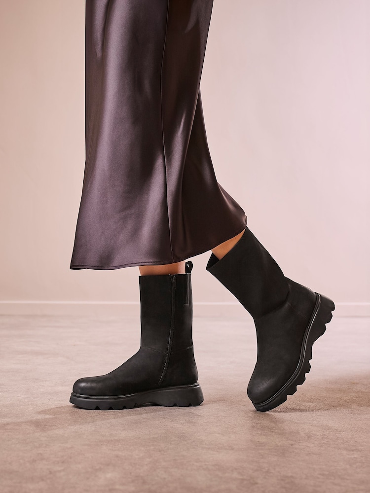 Celtic & Co. Calf Length Chunky Black Boots - Image 1 of 8