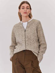 Celtic & Co. British Wool Cable Zip Cardigan - Image 1 of 5