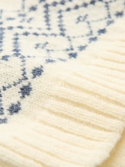 Celtic & Co. Cream Fairisle Pattern Stripe Funnel Neck Jumper - Image 7 of 7