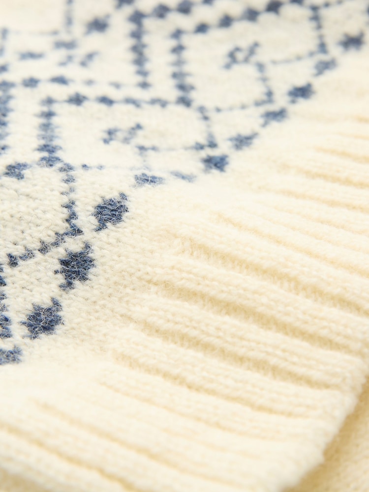 Celtic & Co. Cream Fairisle Pattern Stripe Funnel Neck Jumper - Image 7 of 7