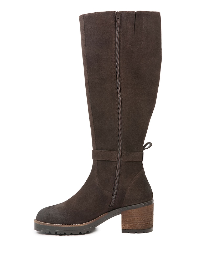 Celtic & Co. Strap Detail Block Heel Knee Brown Boots - Image 2 of 6