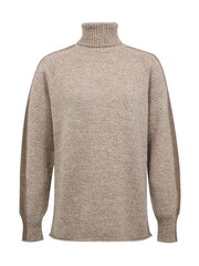 Celtic & Co. Merino Contrast Stripe Roll Neck Brown Jumper - Image 3 of 8