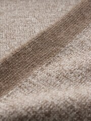 Celtic & Co. Merino Contrast Stripe Roll Neck Brown Jumper - Image 6 of 8