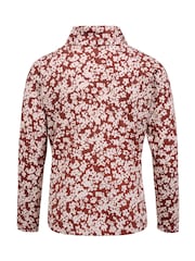 Celtic & Co. Red Printed Cowl Neck Jersey 100% Cotton Top - Image 4 of 6
