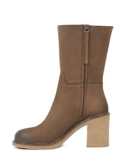 Celtic & Co. Crepe Block Heel Ankle Brown Boots - Image 4 of 8