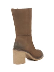 Celtic & Co. Crepe Block Heel Ankle Brown Boots - Image 6 of 8