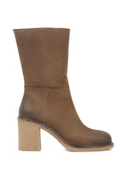 Celtic & Co. Crepe Block Heel Ankle Brown Boots - Image 8 of 8